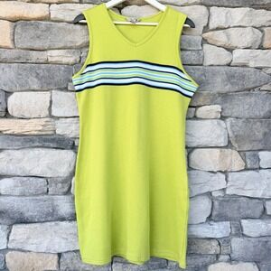 VTG 1997 American Eagle Ribbed Knit Striped Dress Lime Green M